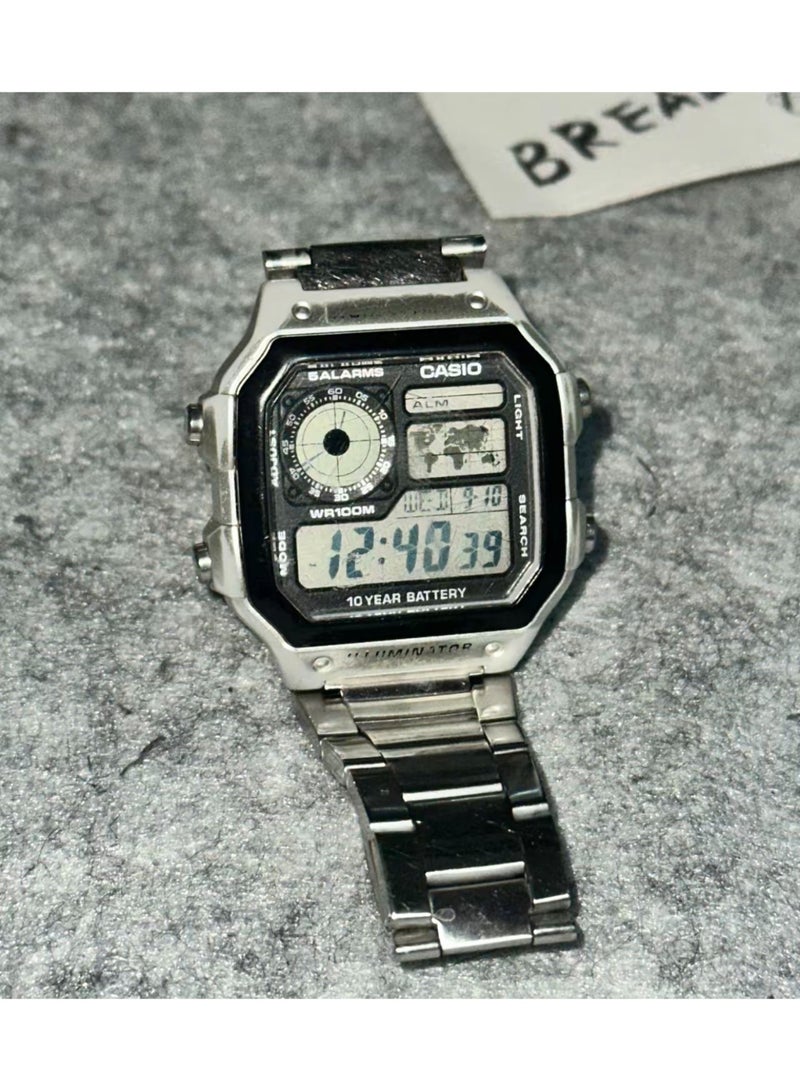 كاسيو ساعة كاسيو من الفولاذ غير القابل للصدأ من طراز Casio Vintage -وهي عبارة عن شريط من الفولاذ الكوارزي مقاوم للماء مقاوم للماء - Image 3