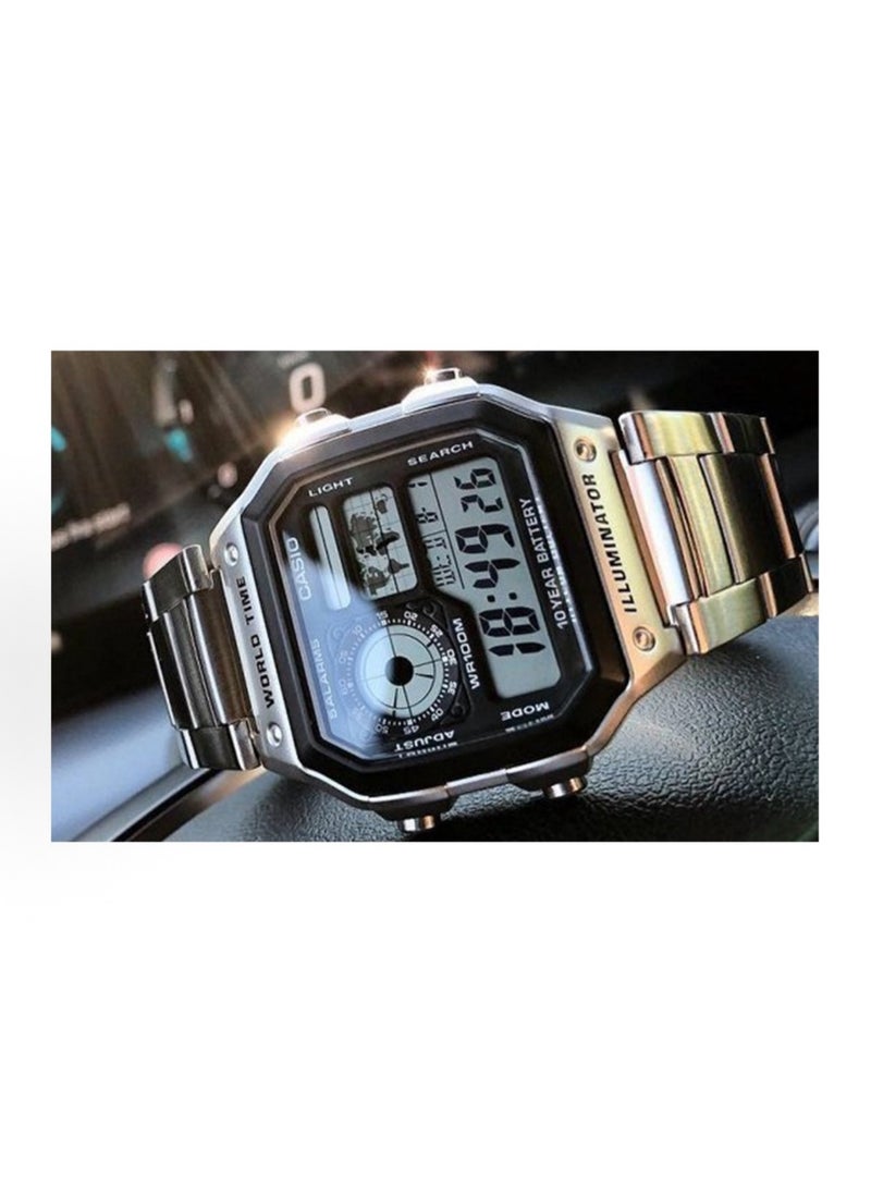 كاسيو ساعة كاسيو من الفولاذ غير القابل للصدأ من طراز Casio Vintage -وهي عبارة عن شريط من الفولاذ الكوارزي مقاوم للماء مقاوم للماء - Image 4