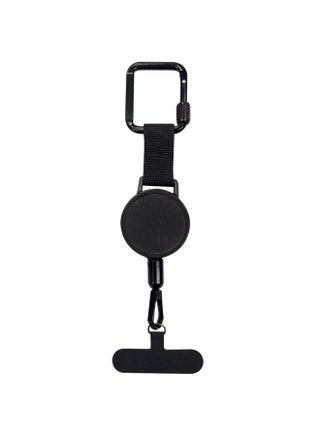 Retractable Anti-Theft Phone Holder Extendable Key Chain Lanyard Holder Phones Strap with Carabiner Keys Phone Accessories for Travel Hiking (Black) - view 2