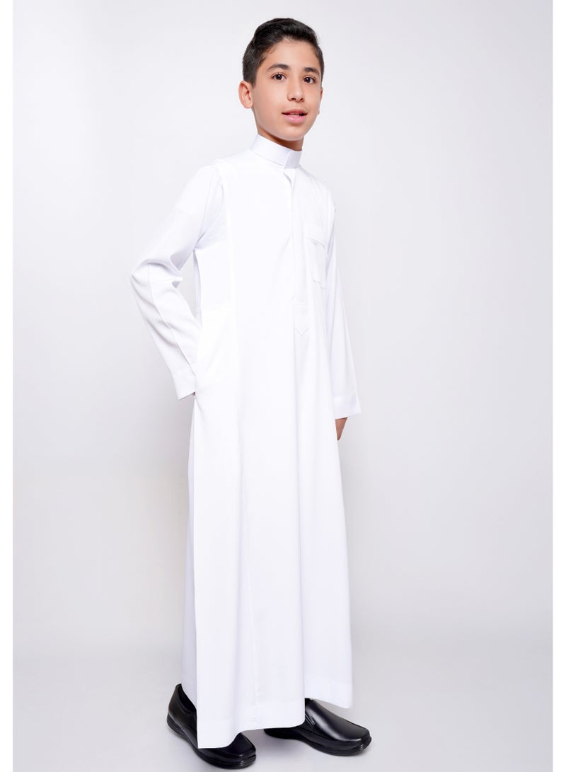 مدرستي  ثوب سعودي شبابي لون كريمي-سحاب (مخفي) قماش طايح - Image 1