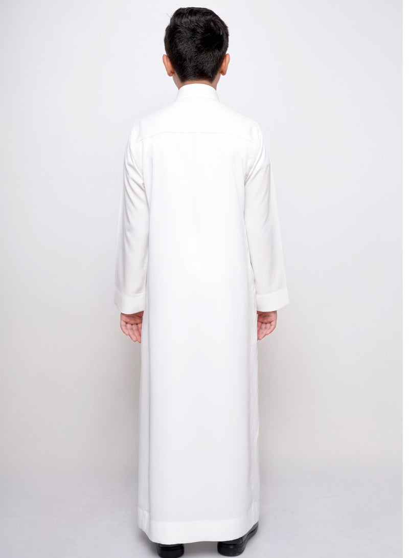 مدرستي  ثوب سعودي شبابي لون كريمي-سحاب (مخفي) قماش طايح - Image 2