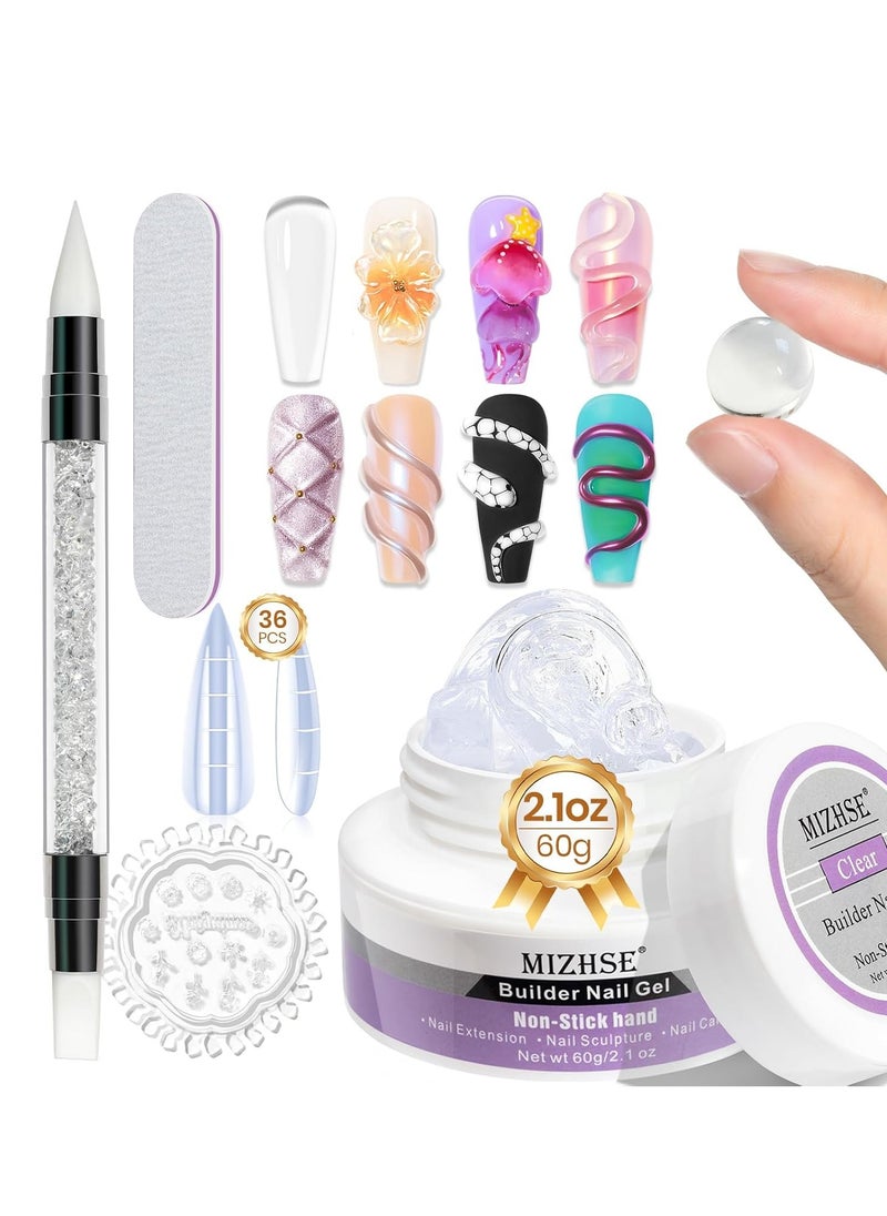 MIZHSE Solid Builder Gel for Nails, 60g Large Capacity Clear Hard Gel for Nails 3D Sculpting Gel Non-Sticky Hand Carving Gel U V/LED Nail Extension Gel with 3D Silicone Mold Nail Art Salon Home DIY - pzsku/ZC56B2A09ECE53AB0CE00Z/45/_/1731315229/daf58c81-36df-4d88-8c23-01db7ba27707