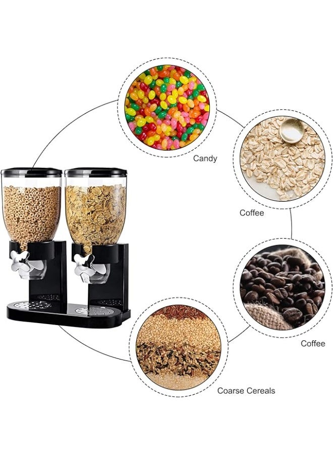موزع طعام مزدوج سعة 2 لتر، مثالي كحاوية للحلويات والمكسرات والأرز والجرانولا وغيرها من الحبوب الجافة، مناسب للأرز والفاصوليا والحبوب والمكسرات ووجبات الإفطار الخفيفة. - Image 4