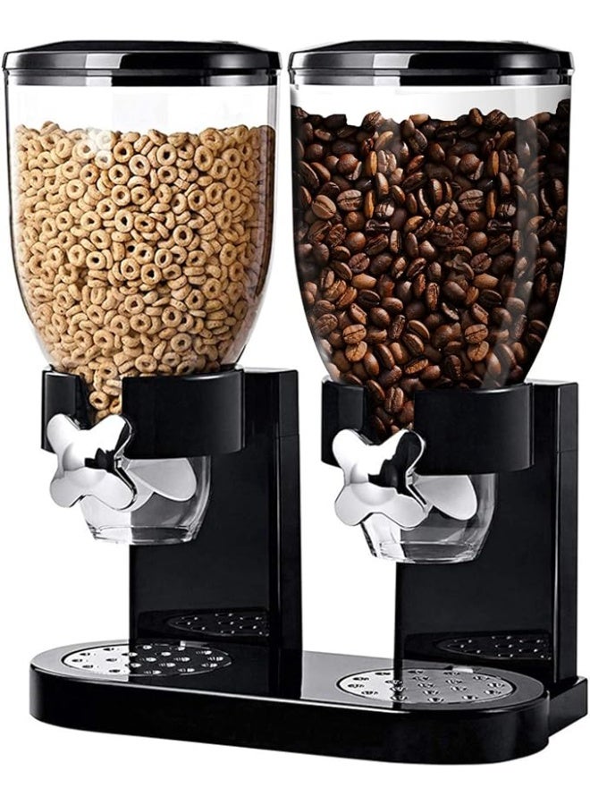 موزع طعام مزدوج سعة 2 لتر، مثالي كحاوية للحلويات والمكسرات والأرز والجرانولا وغيرها من الحبوب الجافة، مناسب للأرز والفاصوليا والحبوب والمكسرات ووجبات الإفطار الخفيفة. - Image 1