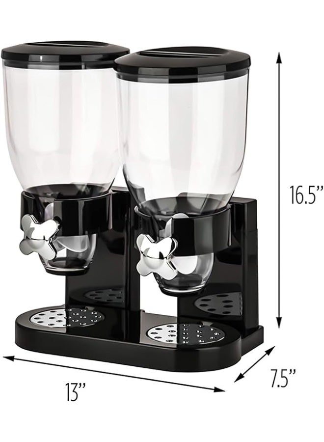 موزع طعام مزدوج سعة 2 لتر، مثالي كحاوية للحلويات والمكسرات والأرز والجرانولا وغيرها من الحبوب الجافة، مناسب للأرز والفاصوليا والحبوب والمكسرات ووجبات الإفطار الخفيفة. - Image 2