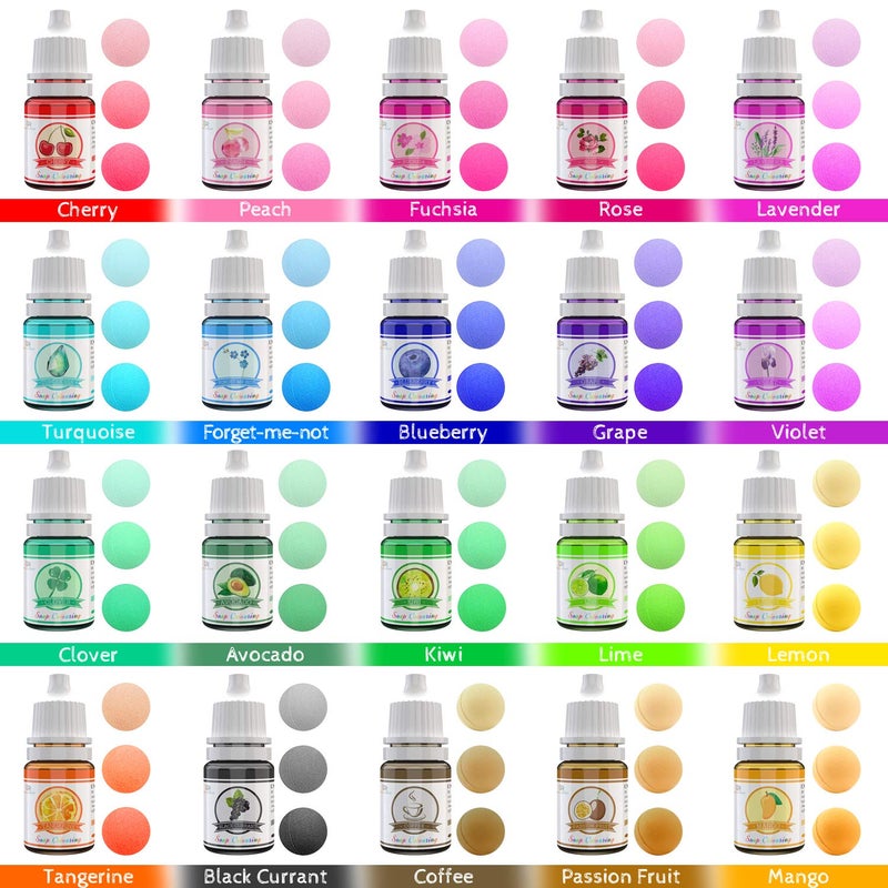 DecorRom 20 Color Bath Bomb Soap Dye - Liquid Food Grade Soap Coloring for DIY Soap Making, Slime Supplies, Handmade Bath Bombs - Vibrant Rainbow Skin Safe Bath Bomb Colorant for Bath Bomb Supplies Kit, Crafts - Image 2