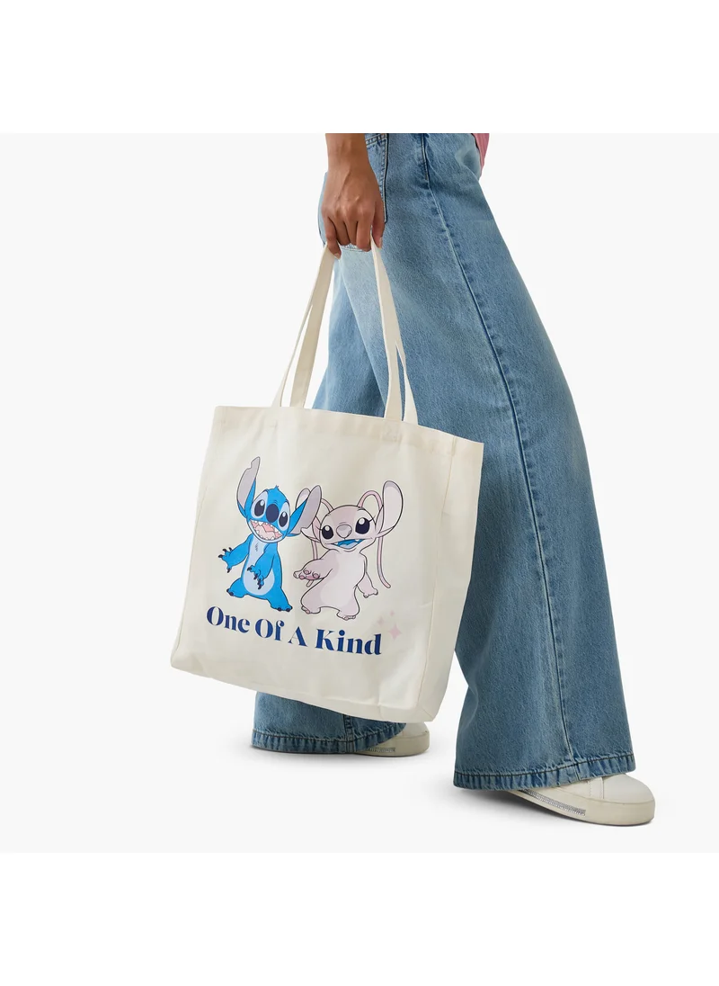 اس بي كاركترز Stitch and Angel Print Shopper Bag with Double Handles