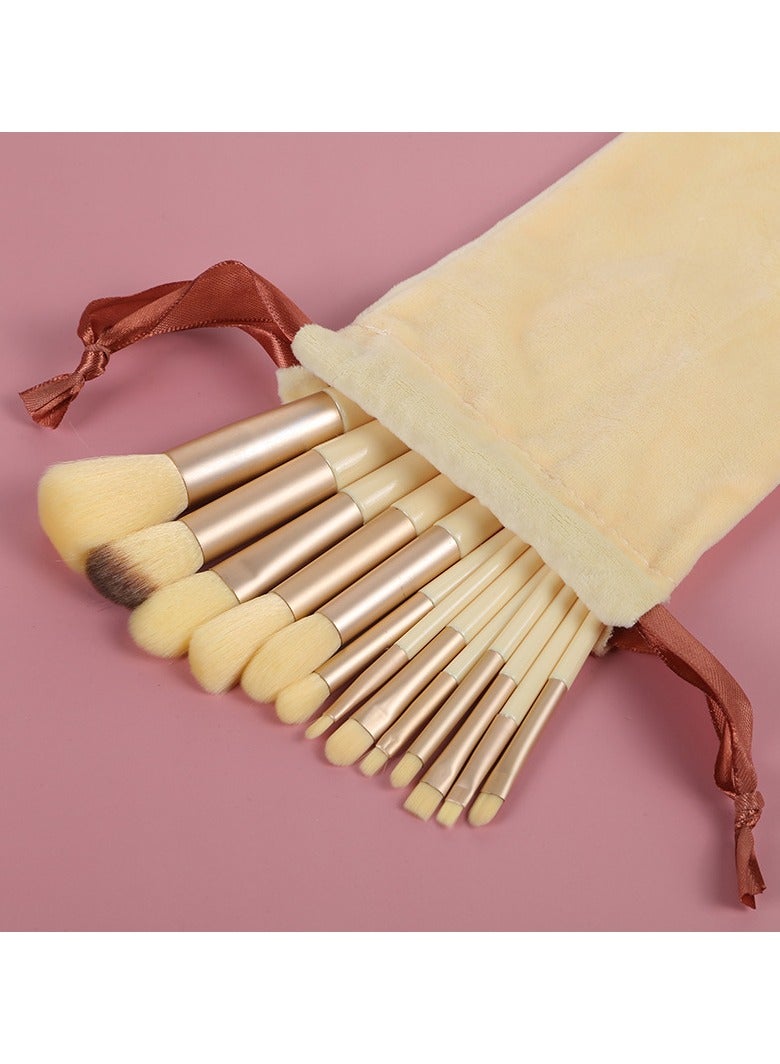 Generic 13 Pieces Makeup Multi Use Brush Set,Yellow 