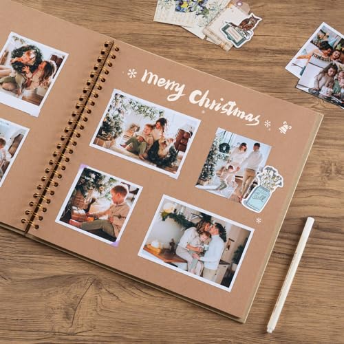 potricher 12 x 12 Inch DIY Scrapbook Album 40 Pages Hardcover Kraft Paper Scrap Book Photo Albums Memory Book for Wedding and Anniversary Family (Yellow, 12 Inch) - Image 3