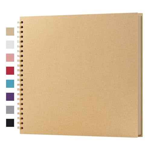 potricher 12 x 12 Inch DIY Scrapbook Album 40 Pages Hardcover Kraft Paper Scrap Book Photo Albums Memory Book for Wedding and Anniversary Family (Yellow, 12 Inch) - Image 1