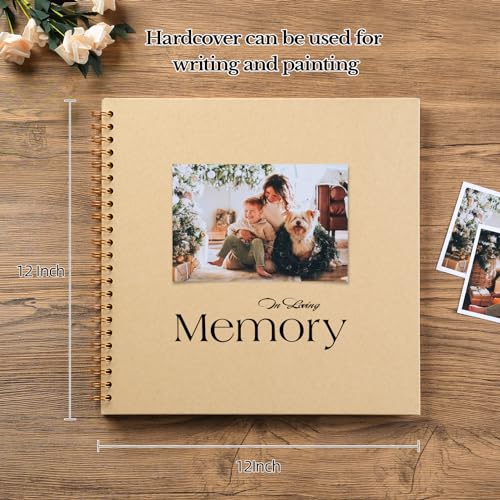 potricher 12 x 12 Inch DIY Scrapbook Album 40 Pages Hardcover Kraft Paper Scrap Book Photo Albums Memory Book for Wedding and Anniversary Family (Yellow, 12 Inch) - Image 2