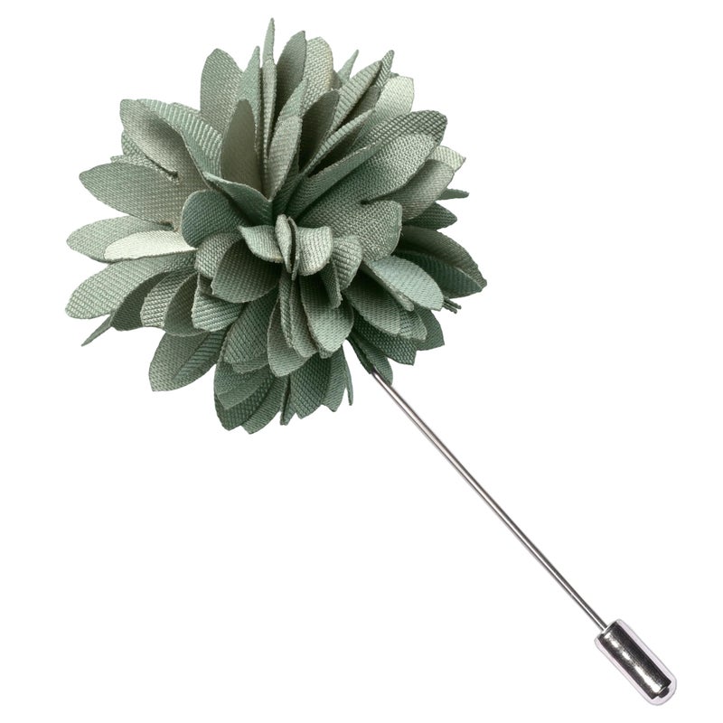 Branduce Sage Green Tie for Men Wedding Solid Satin Silk Blend Necktie Pocket Square Tie Clip and Lapel Pin Brooch Set (TA14-26) - Image 3
