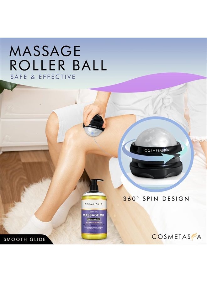 Cosmetasa زيت تدليك للاسترخاء برائحة اللافندر مع كرة تدليك - خالي من البقع 100% مزيج طبيعي من زيوت ذات جودة سبا للاسترخاء، عطرية، مهدئة لعلاج التدليك - Image 5