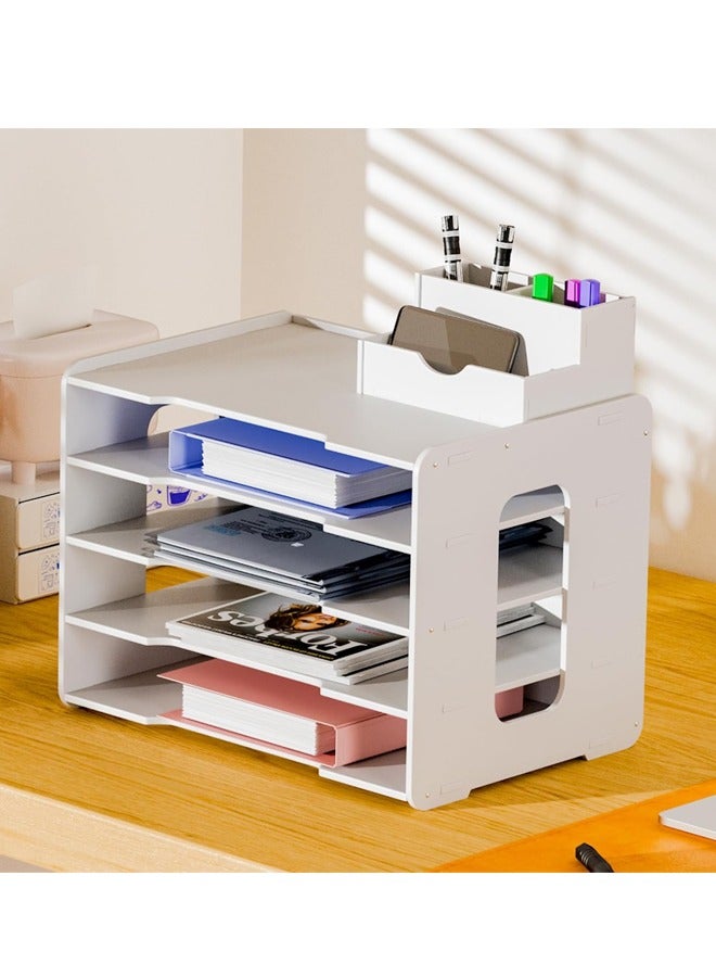 Generic 4-Tier File Holder, Office Desk Organizer Letter Tray, A4 Paper Holder Document Storage Rack for Office Supplies Storage and Desk Accessories  - Image 1