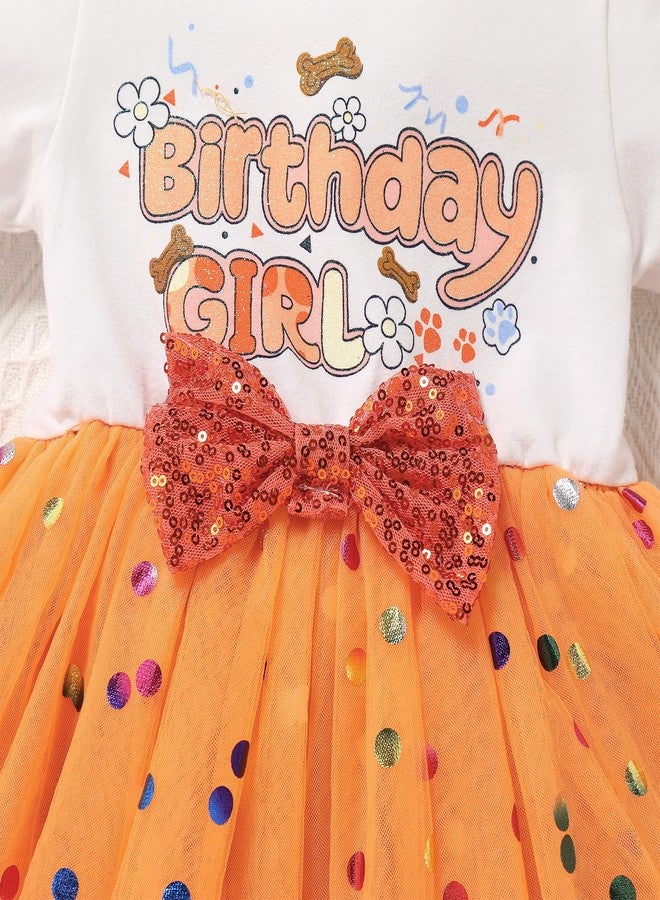 ODOLDI Toddler Baby Girl Birthday Party Dress Dog Ears Hair Clips Outfit Sparkle Sequin Dress Cake Smash Orange 3-4 Years - Image 3