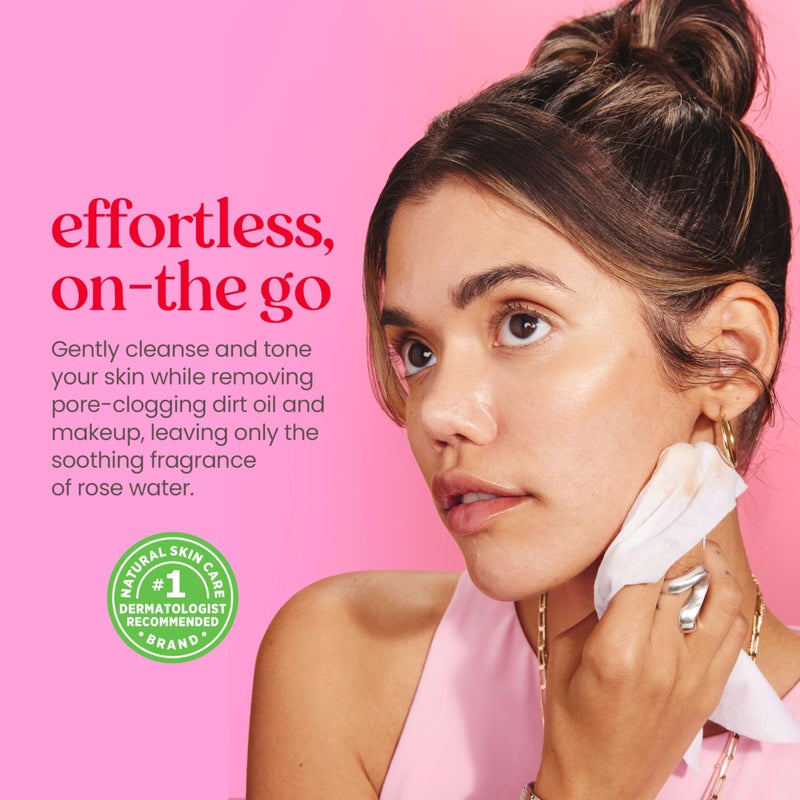 Burt's Bees Burtâ€™s Bees Micellar Rose Water Facial Towelettes, 100% Plant Based Cloth; 99% Natural Origin; Remove Makeup, Cleanse, Hydrate; No Greasy, Oily Residue; All Skin Types (Pack May Vary) - Image 4