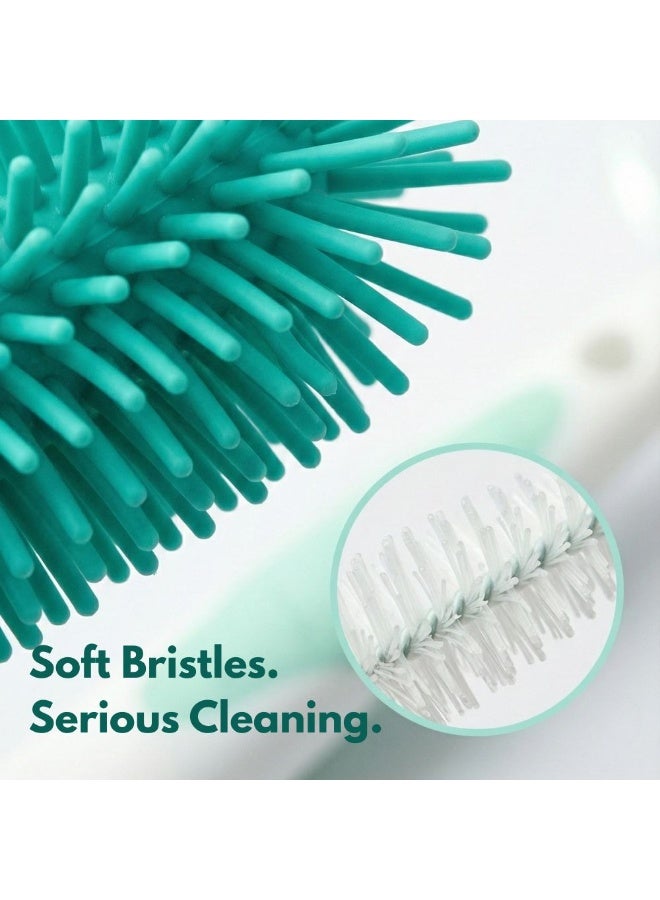 Turtees Silicone Baby Bottle Cleaning Brush Set with Nipple Brush, Soft Flexible Bristles, Deep 360° Bottle & Teat Cleaner - Image 4