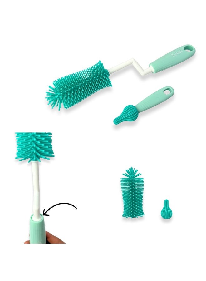 Turtees Silicone Baby Bottle Cleaning Brush Set with Nipple Brush, Soft Flexible Bristles, Deep 360° Bottle & Teat Cleaner - Image 2