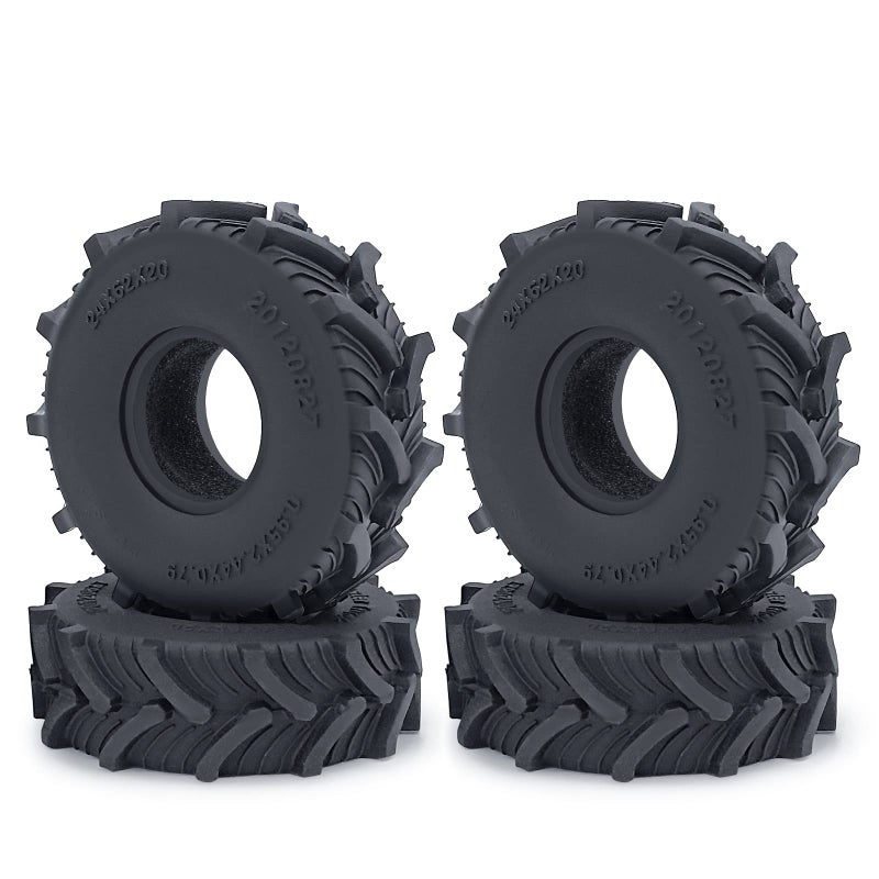 Rchubam 4Pcs 1.0"" Micro Crawler Tires Rubber Mud Tires For 1/18 Trx4M 1/24 Axial Scx24 90081 Axi00001 Axi00002 Axi00005 Axi00006 Rc Crawler Car (62Mm) - Image 1