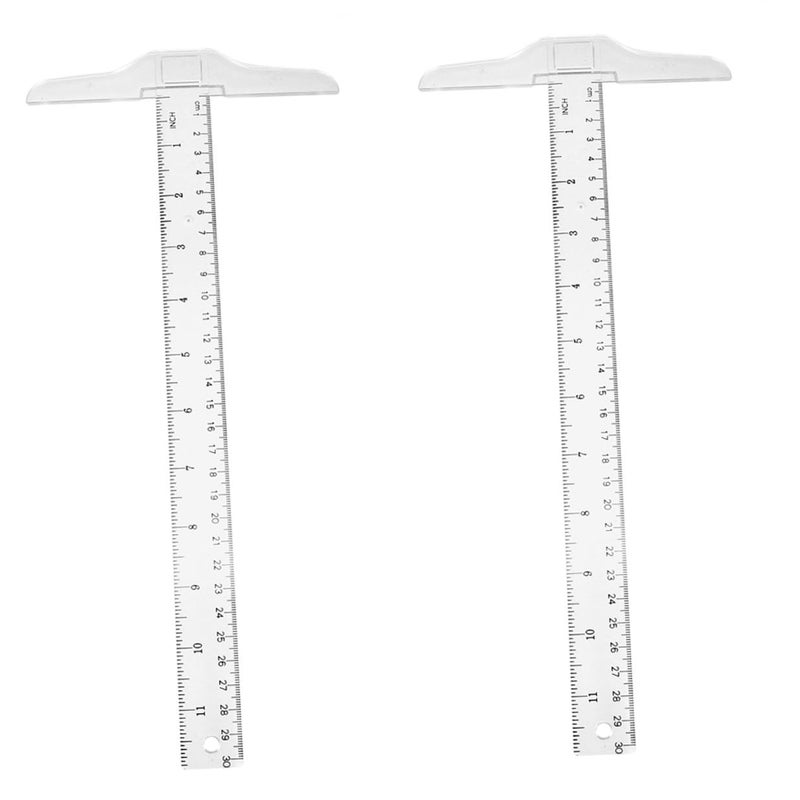 2Pcs Plastic T Square Ruler Double Sided Scale Drafting Tool For Architects Engineers - Image 2