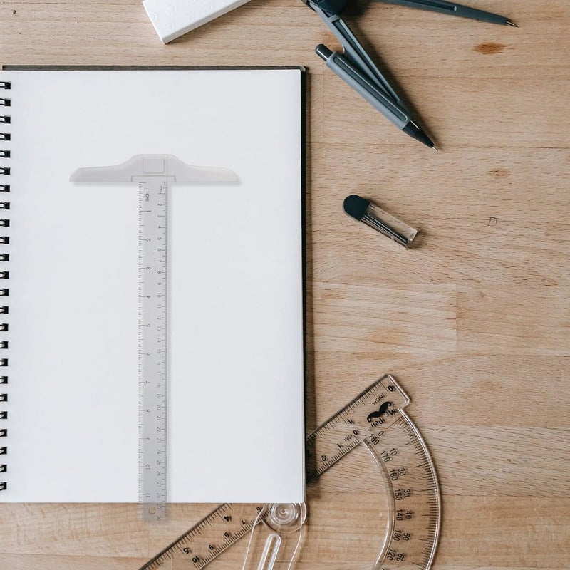 2Pcs Plastic T Square Ruler Double Sided Scale Drafting Tool For Architects Engineers - Image 5