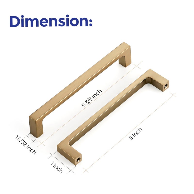 Ravinte 5 Pack Solid 5 Inch Square Cabinet Handles - Champagne Bronze Pulls for Drawers and Kitchen Cabinets - Hardware Handles - Image 3