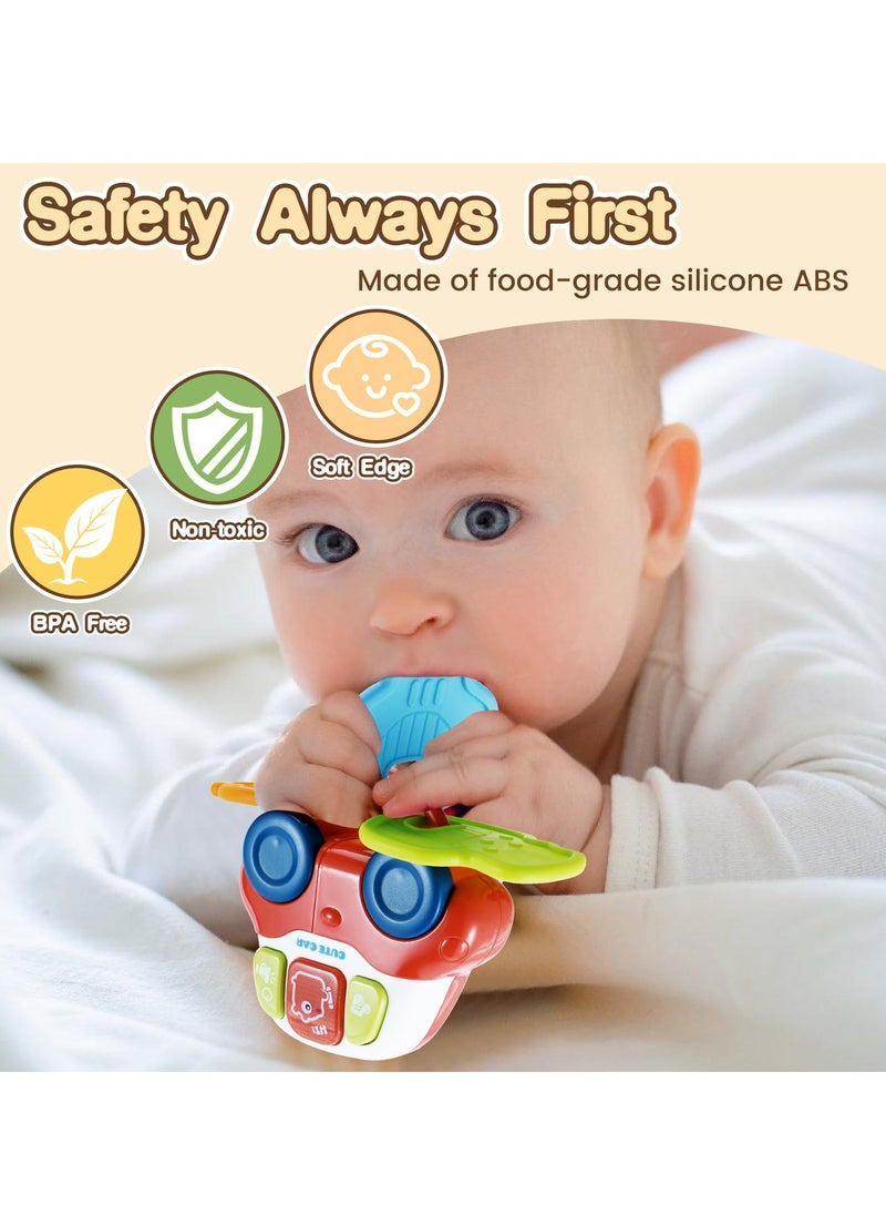 SYOSI Baby Sensory Teething Toys Toddler Sensory Learning Car Key Teether Toy with Music and Light Silicone Teethers for Babies Rattling Teething Relief Musical Baby Toys 0-18 Months for Travel BPA Free  - Image 2