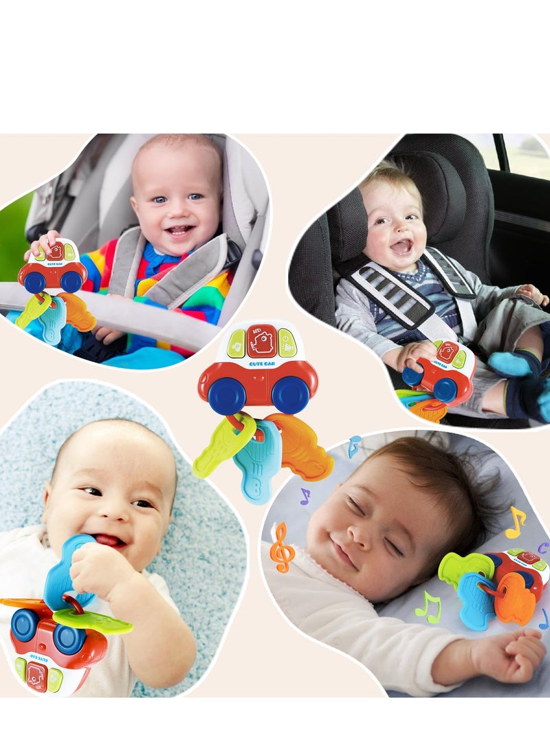 SYOSI Baby Sensory Teething Toys Toddler Sensory Learning Car Key Teether Toy with Music and Light Silicone Teethers for Babies Rattling Teething Relief Musical Baby Toys 0-18 Months for Travel BPA Free  - Image 5