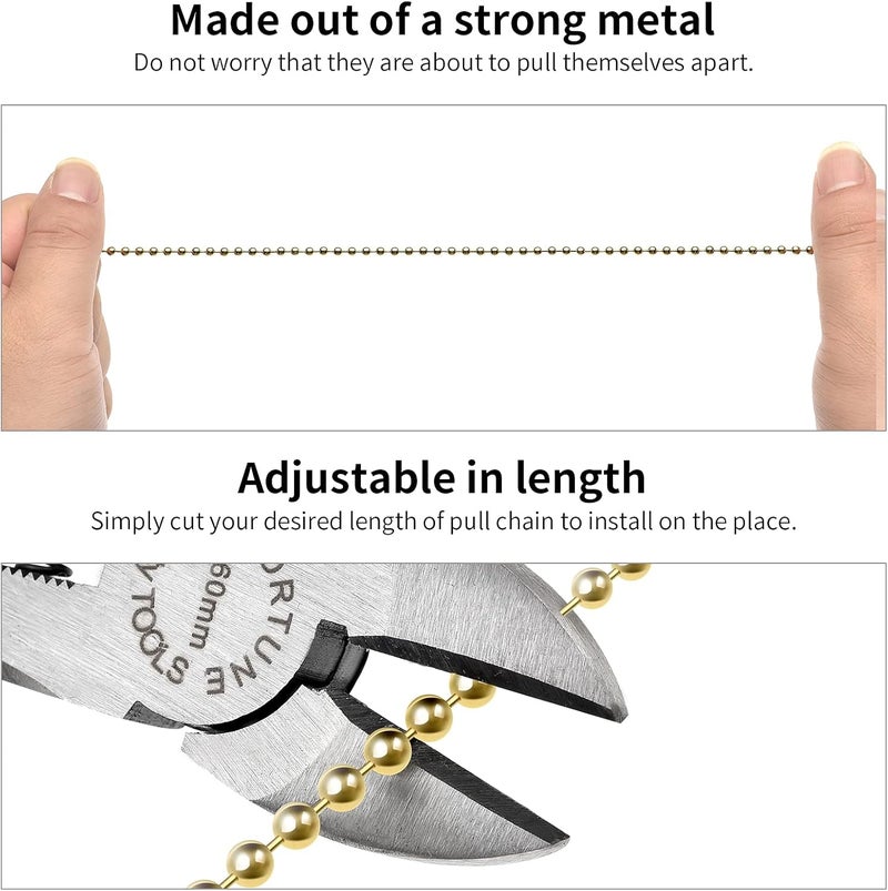 SmoTecQ Pull Chain Extension for Ceiling Fans and Light Fixture, 59-inch Long with 6 Matching Connectors (Gold) - Image 2