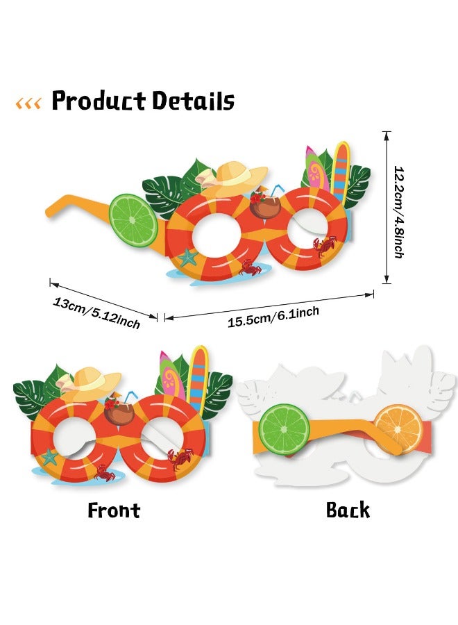16 Pairs Party Paper Glasses, Funny Hawaiian Paper Glasses, Tropical Fancy Dress Props for Fun Summer Kids Party, Favors Hawaii Party Supplies Beach Themed Party Decoration - Image 2