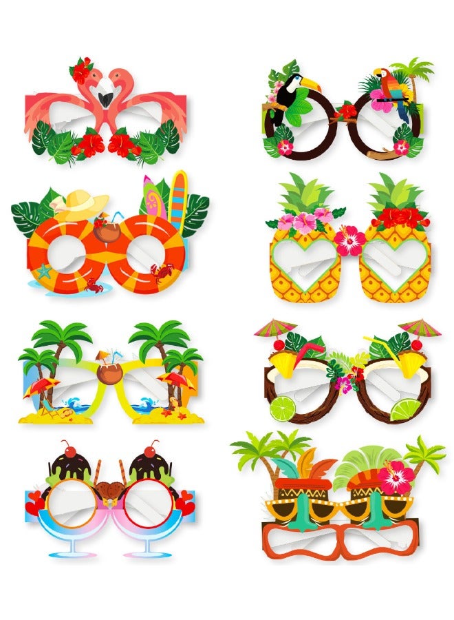 16 Pairs Party Paper Glasses, Funny Hawaiian Paper Glasses, Tropical Fancy Dress Props for Fun Summer Kids Party, Favors Hawaii Party Supplies Beach Themed Party Decoration - Image 3