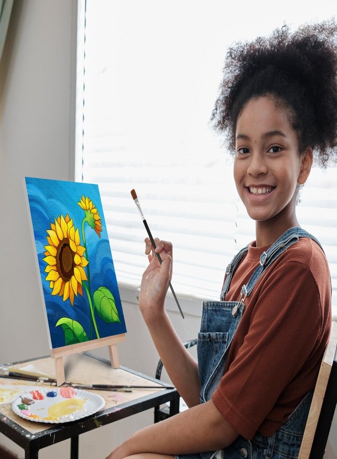 VOCHIC Paint and Sip kit Pre Drawn Canvas Painting Kit for Adults Kids, Canvas Painting Party Supplies Kit with Picture to Paint 1 Easel, 8 Acrylic Colors,3 Brush,1 Pallet Sunflower Art Set (8x10) - Image 3
