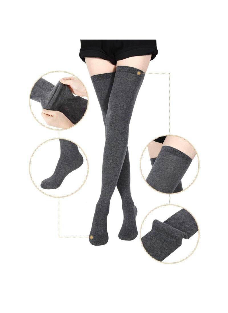 CMGTYYD Women Thigh High Socks Extra Long Cotton Knit Warm Thick Tall Long Boot Stockings Leg Warmers  - Image 2
