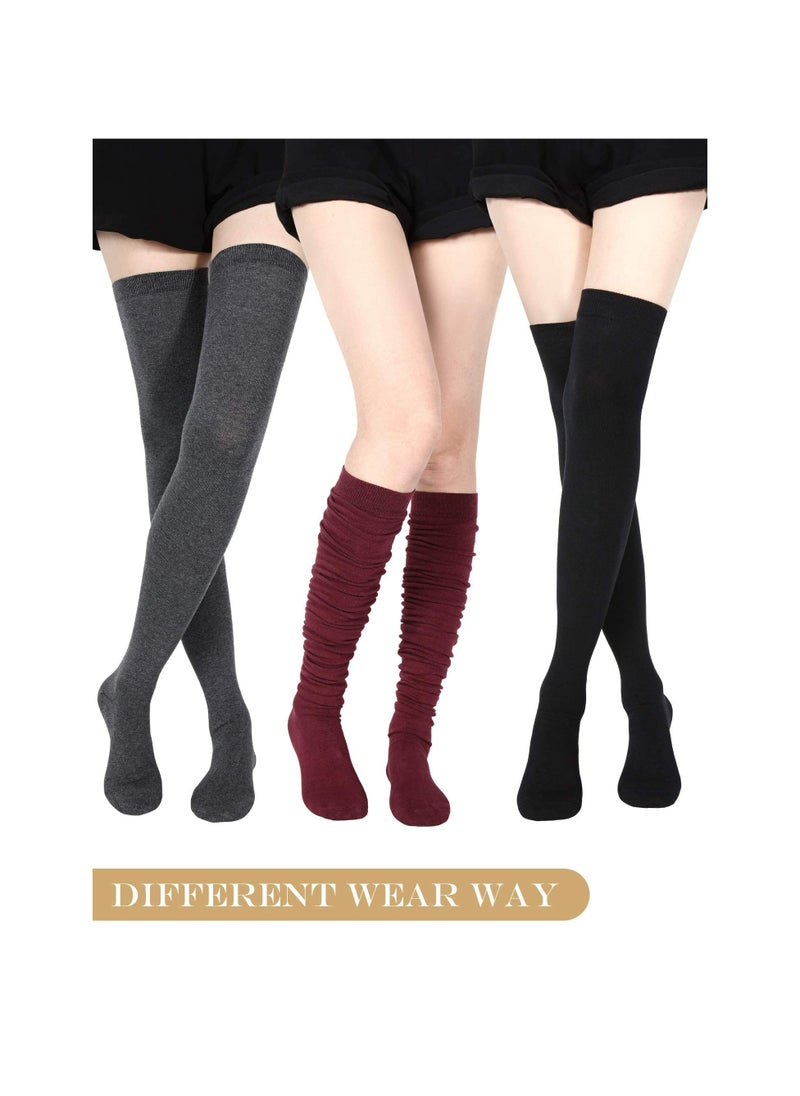 CMGTYYD Women Thigh High Socks Extra Long Cotton Knit Warm Thick Tall Long Boot Stockings Leg Warmers  - Image 3