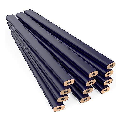 GRAPHITE Hard Lead Carpenter Pencil #2 Lumber Pencil (1) Pack of 12 PCS - Industrial Pencil Wood Flooring Marker for Wood Working Tools Marking & Concrete Marking - Blue - Image 1