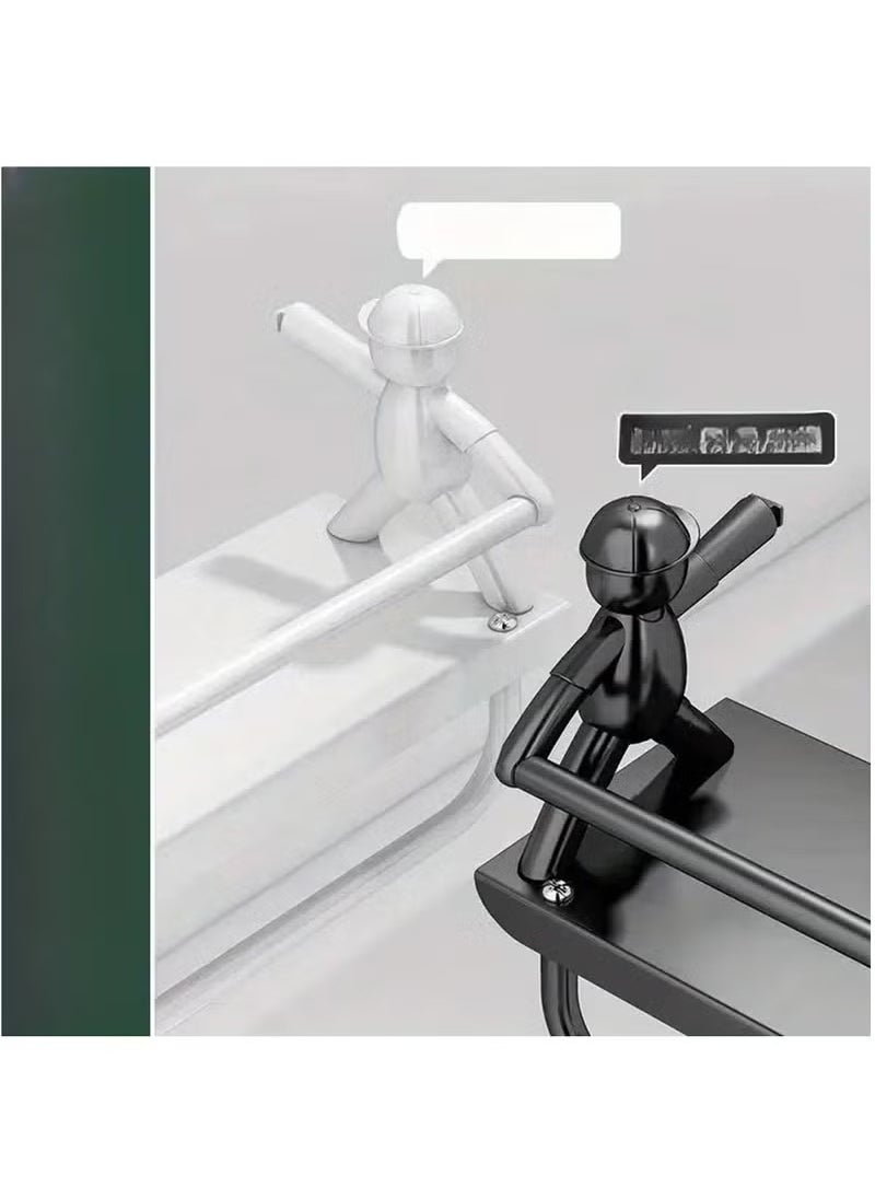 Arabest Multifunctional Stainless Steel Wall Mounted Storage Rack with Towel Bar, No-Drill Adhesive Shelf Organizer for Cosmetics, Kitchenware, and Dorm Essentials (Black)  - Image 2