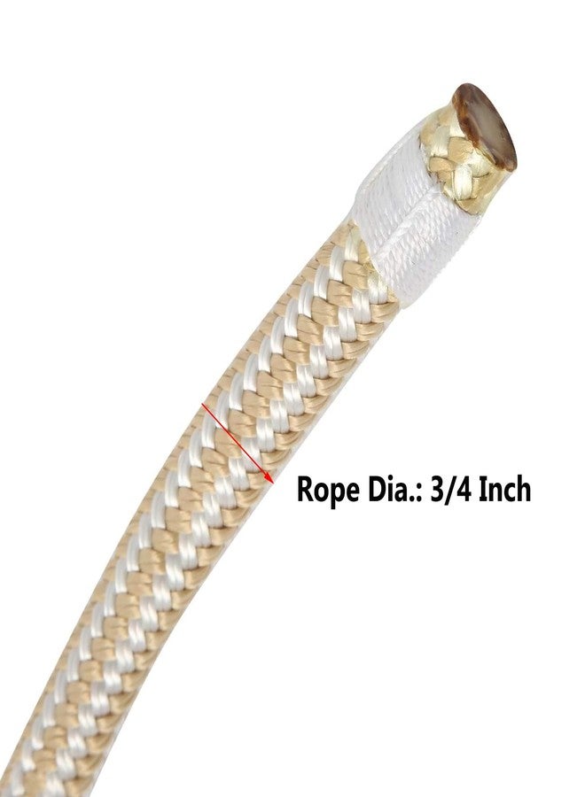 NovelBee 2 Pack of 3/4“x30’ Double Braid Nylon Dockline,Mooring Rope Dock Line with Spliced Soft Eye (White/Gold) - Image 5