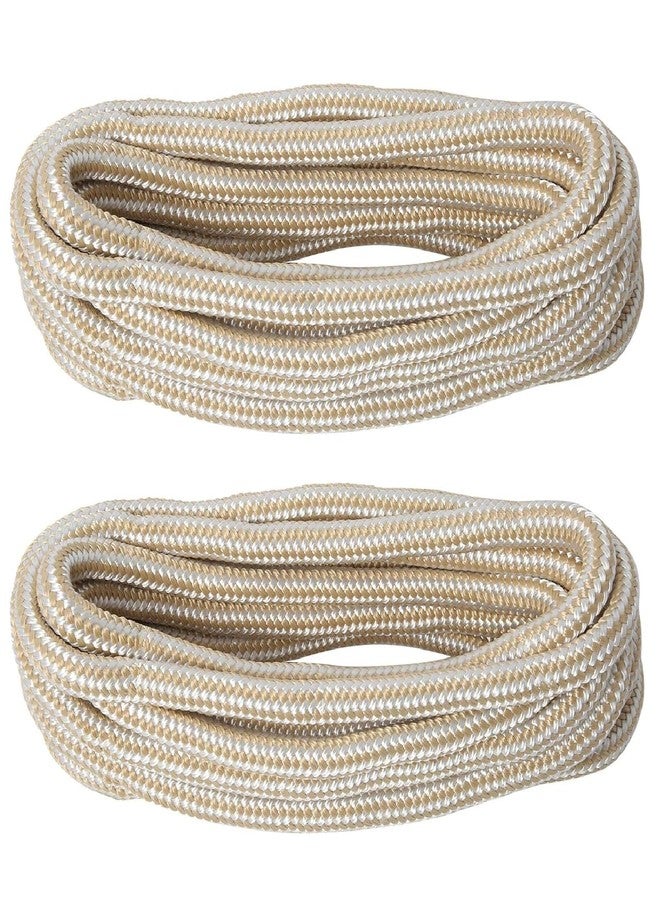 NovelBee 2 Pack of 3/4“x30’ Double Braid Nylon Dockline,Mooring Rope Dock Line with Spliced Soft Eye (White/Gold) - Image 2