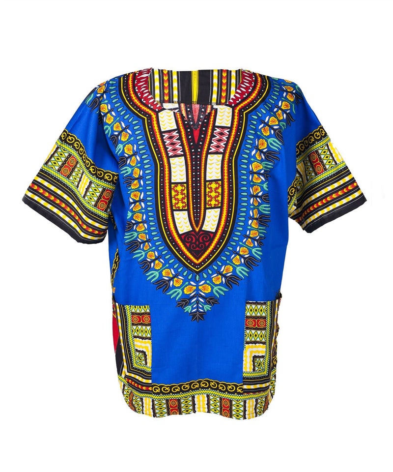 LOFBAZ African Dashiki Shirts For Men Women Hippie T Shirt Festival Clothing Print Boho Top 70s Tribal Africa Clothes Dark Blue X-Small - Image 4