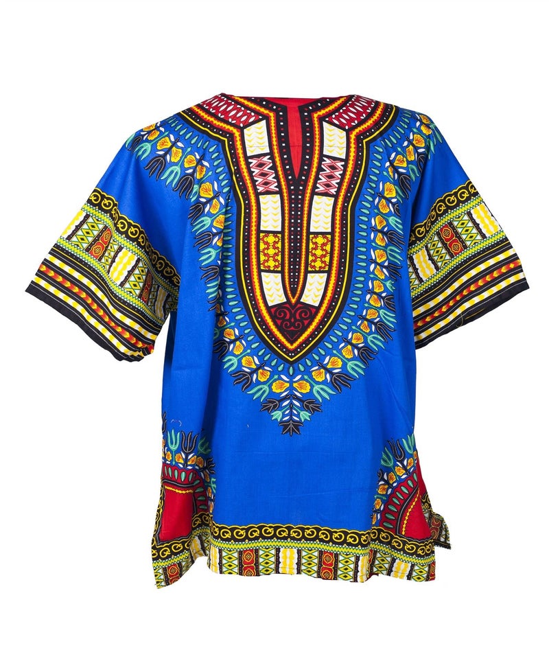 LOFBAZ African Dashiki Shirts For Men Women Hippie T Shirt Festival Clothing Print Boho Top 70s Tribal Africa Clothes Dark Blue X-Small - Image 2