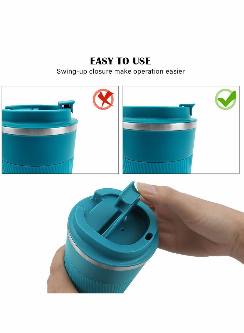 Y&D Travel Mugs 380ml Insulated Coffee Cup with Leakproof Lid Reusable Cups Mug Double Walled Stainless Steel Thermal for Hot Cold Drinks Blue  - Image 3