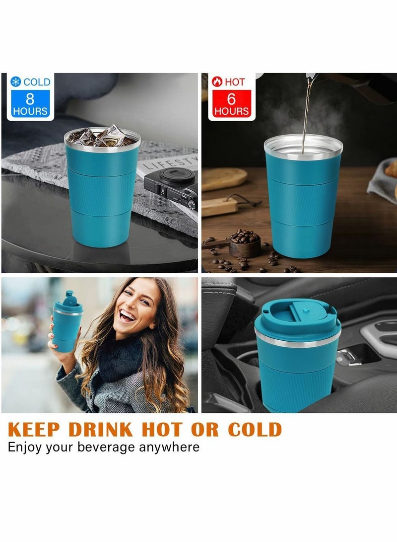 Y&D Travel Mugs 380ml Insulated Coffee Cup with Leakproof Lid Reusable Cups Mug Double Walled Stainless Steel Thermal for Hot Cold Drinks Blue  - Image 5