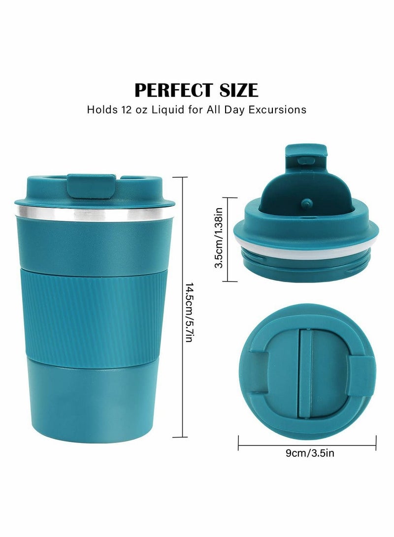 Y&D Travel Mugs 380ml Insulated Coffee Cup with Leakproof Lid Reusable Cups Mug Double Walled Stainless Steel Thermal for Hot Cold Drinks Blue  - Image 4