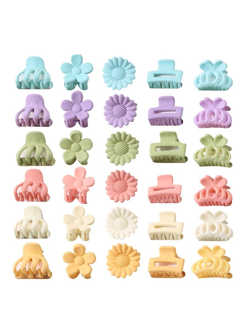 30 Pcs Small Claw Clips for Thin Medium Thick Hair 6 Shapes of Macaroon Colors Women and Girls - Image 1