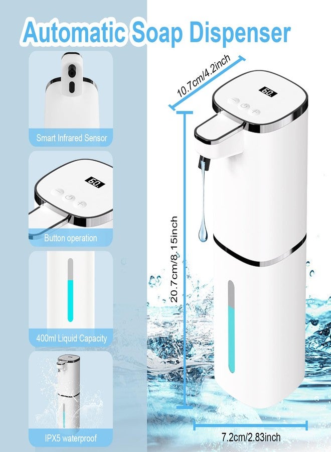 OHIFAST Automatic Liquid Soap Dispenser Touchless, USB Rechargeable Smart Hand Soap Dispenser, 9-Level Adjustable, Physical Button Operation, 13.5oz/400mL Wall Mounted for Bathroom Kitchen Dish Soap - Image 2
