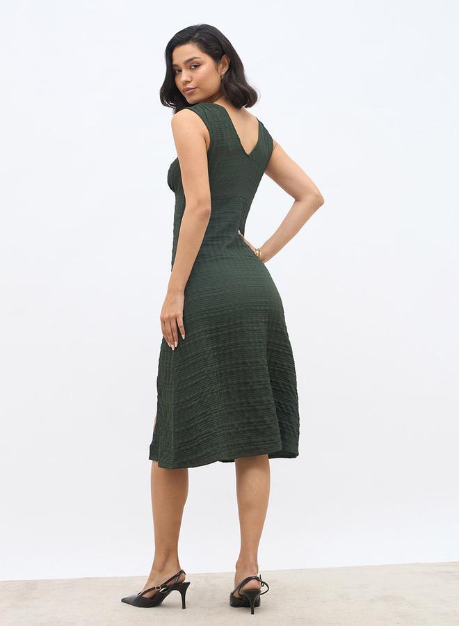 ستايلي فستان ميدي نسائي بتصميم ذاتي وياقة على شكل حرف  وفتحة جانبية - Image 5