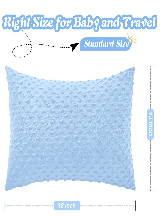 Entisn Toddler Pillowcase 13 x 18 Inch, 2 Pack Minky Dot Toddler Pillow Covers with Zipper Closure, Soft Fleece Pillow Shams for Nursery, Girls, Boys (Light Blue) - Image 2
