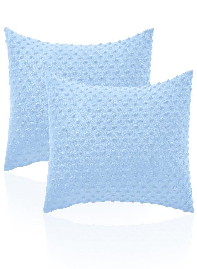 Entisn Toddler Pillowcase 13 x 18 Inch, 2 Pack Minky Dot Toddler Pillow Covers with Zipper Closure, Soft Fleece Pillow Shams for Nursery, Girls, Boys (Light Blue) - Image 1