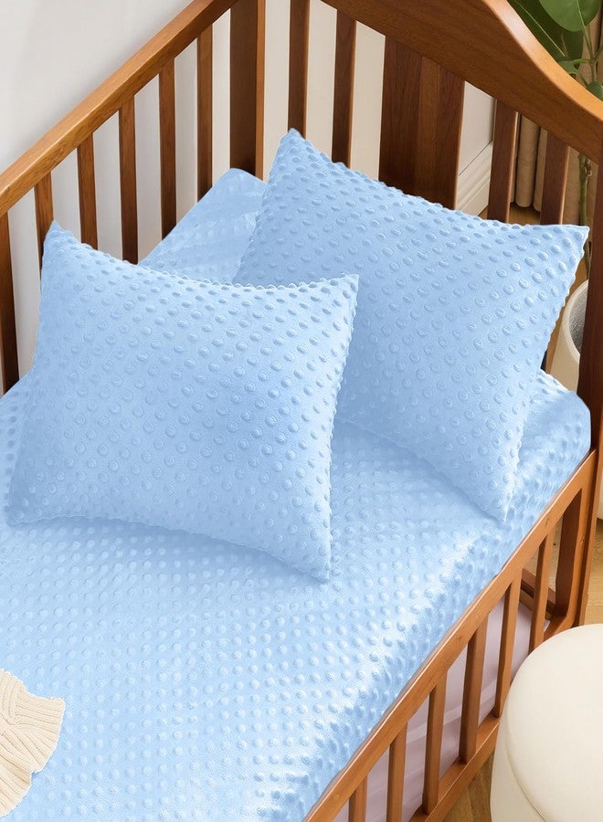 Entisn Toddler Pillowcase 13 x 18 Inch, 2 Pack Minky Dot Toddler Pillow Covers with Zipper Closure, Soft Fleece Pillow Shams for Nursery, Girls, Boys (Light Blue) - Image 5