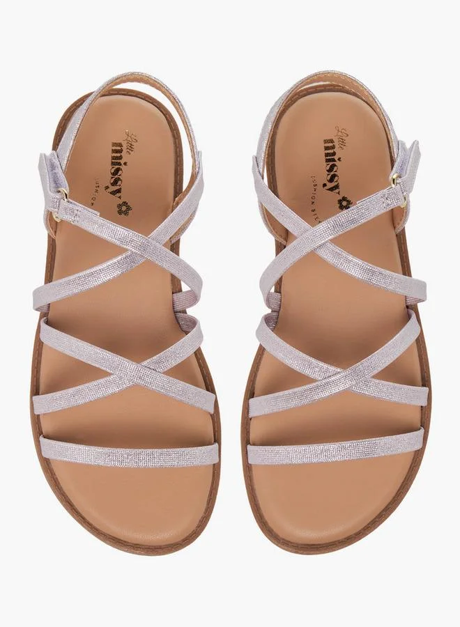 Little Missy Juniors Girls Cross Strap Hook and Loop Sandals